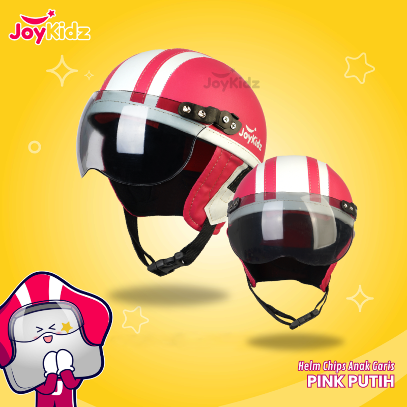 Helm Anak Polos Pink Putih Garis Usia 1-5 Tahun