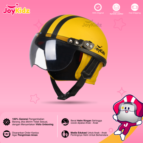 Helm Anak Polos Kuning Hitam Garis Usia 1-5 Tahun