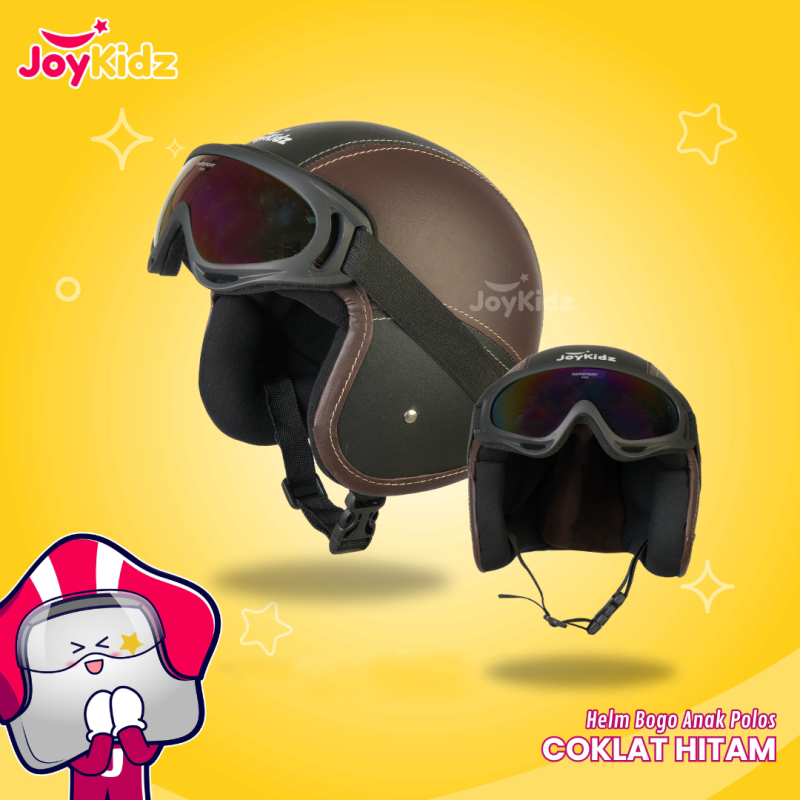 Helm Anak Bogo Polos Coklat Hitam Usia 2-7 Tahun