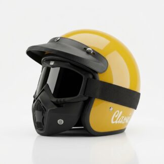 Retrograde Helm Bogo Retro Goggle Mask Pet Pendek Original SNI YELLOW