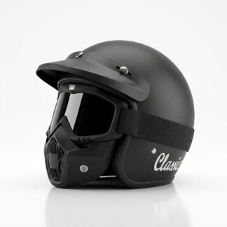 Retrograde Helm Bogo Retro Goggle Mask Pet Pendek Original SNI BLACK DOFF