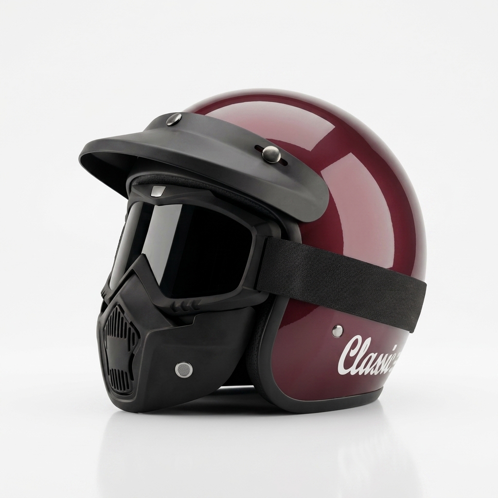 Helm Cooper Vintage Series warna maroon