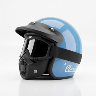 Retrograde Helm Bogo Retro Goggle Mask Pet Pendek Original SNI SOFT BLUE
